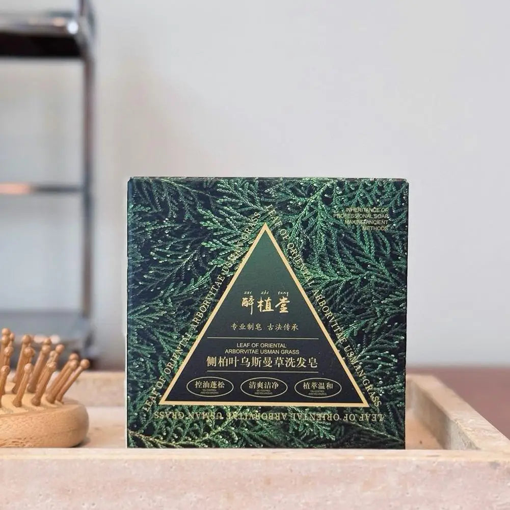 Usman Grass & Platycladus Shampoo&Bar Handmade Solid Soap Strengthens Root Anti Hair Loss Herbal Shampoo Soap Hair Growth