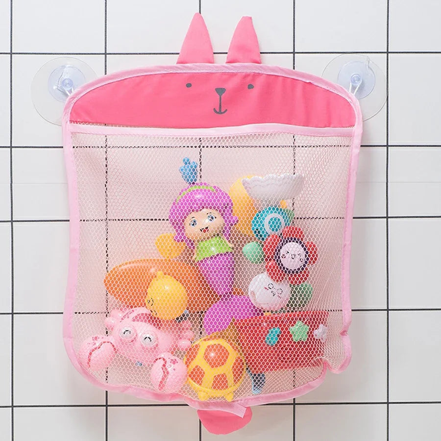 Baby Shower Bath Toys White Baby Kids Toy Storage Mesh with Strong Suction Cups Toy Bag Net Bathroom Organizer for Kids Toddlers