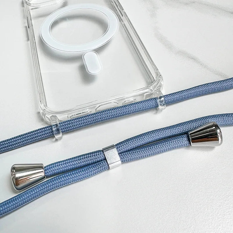 Crossbody Lanyard Clear Magnetic Case For iPhone 18 17 Air 16 15 Plus 14 13 12 Pro Max For Magsafe Acrylic Hard PC Back Cover