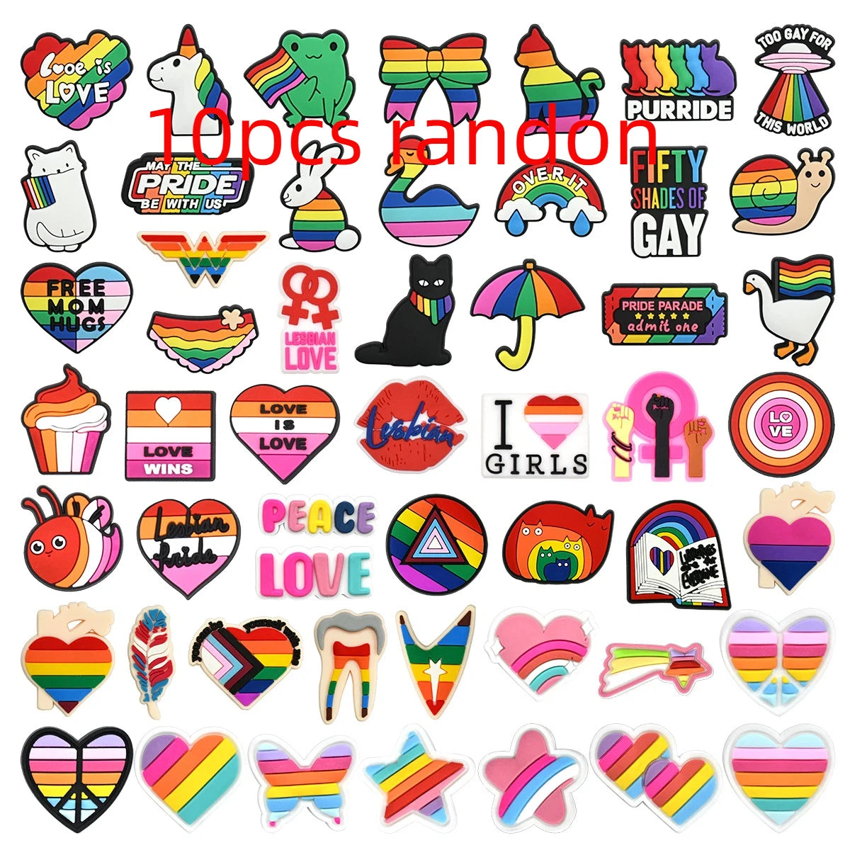 New rainbow shoe charm hole shoe accessories DIY shoe accessories PVC soft rubber shoe buckle jewelry spot wholesale
