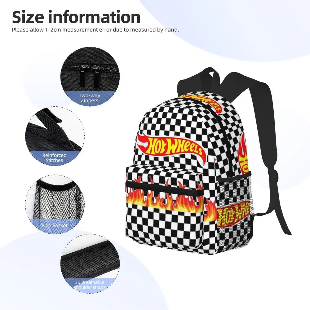 Hot Wheels Race Student Backpack School Bag Hiking Travel Daypack for Men Women Bookbag Shoulder Bags
