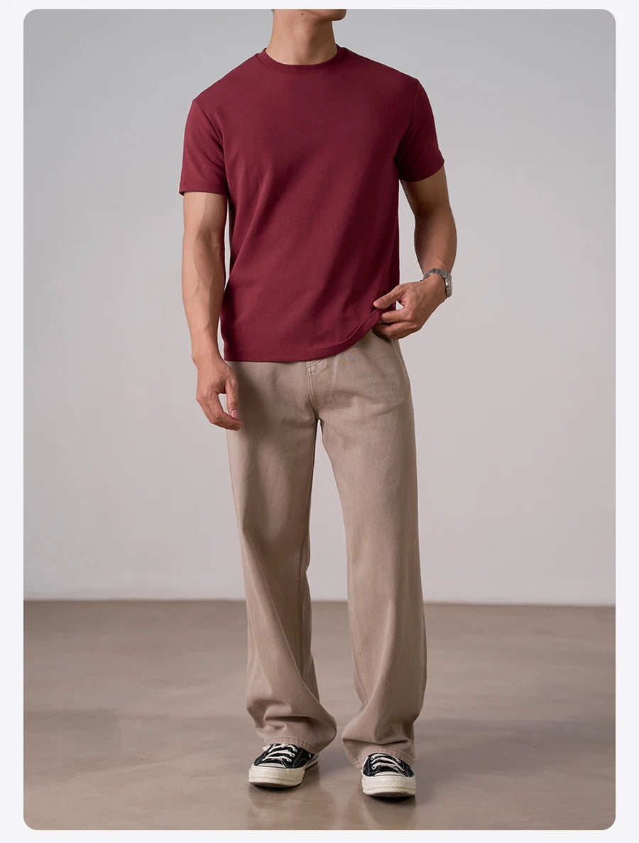 SIMWOOD 2026 Autumn Winter New Warm 260gsm Fabric T-Shirt Regular Fit Thermal Base Layer Comfortable Short Sleeve Tops