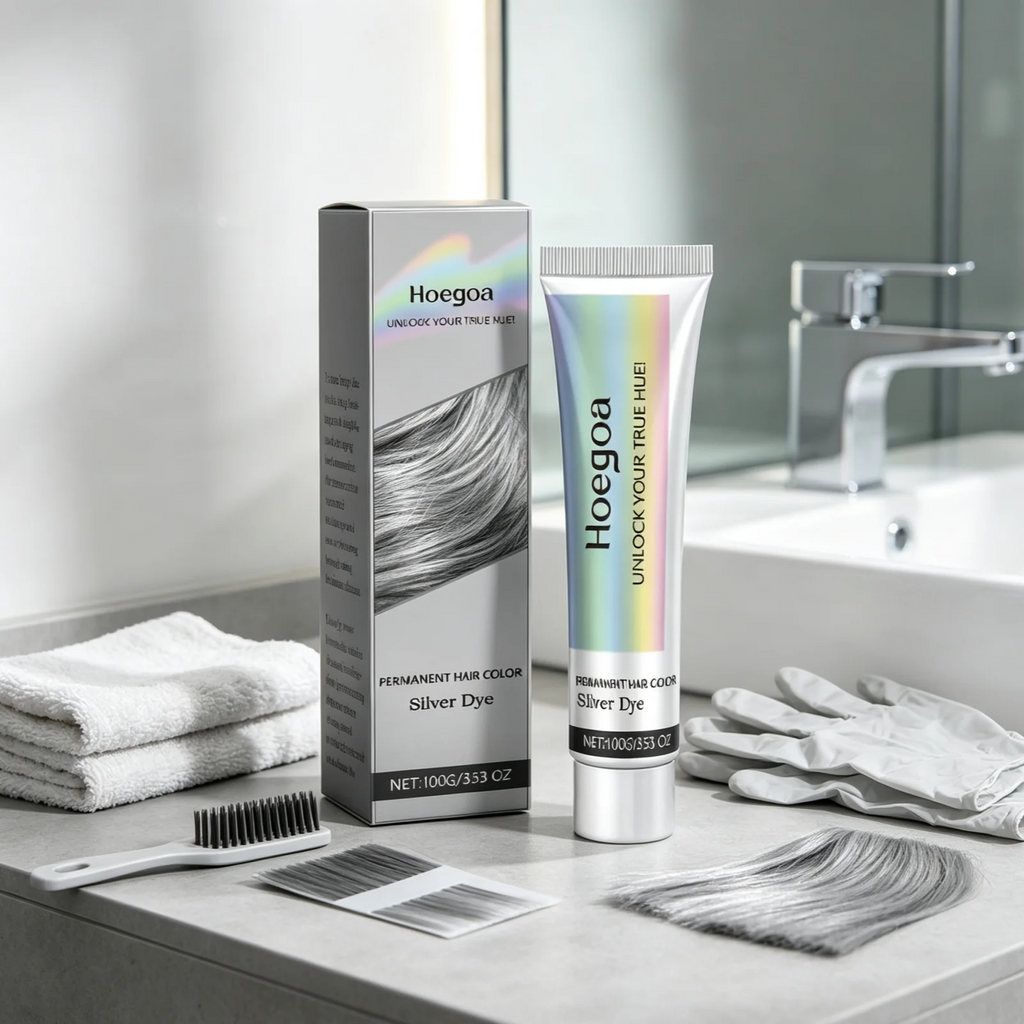 Hoegoa Silver Hair Dye Long lasting Color Nourishing Hair Shiny Smooth Easy Coloring Fashion Professional Grey Hair Dye Cream