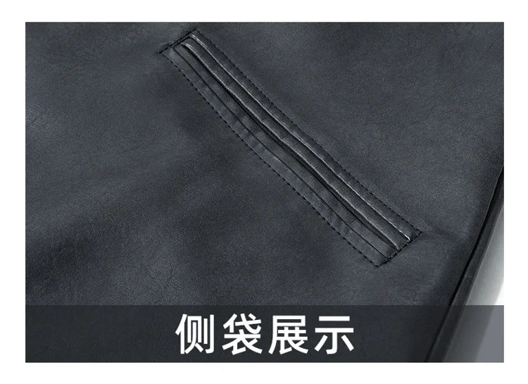 2029  Motorbiker Jacket Men's American Autumn Winter Hip-hop PU Leather Jackets Men Streetwear Racing Motorcycle Wear