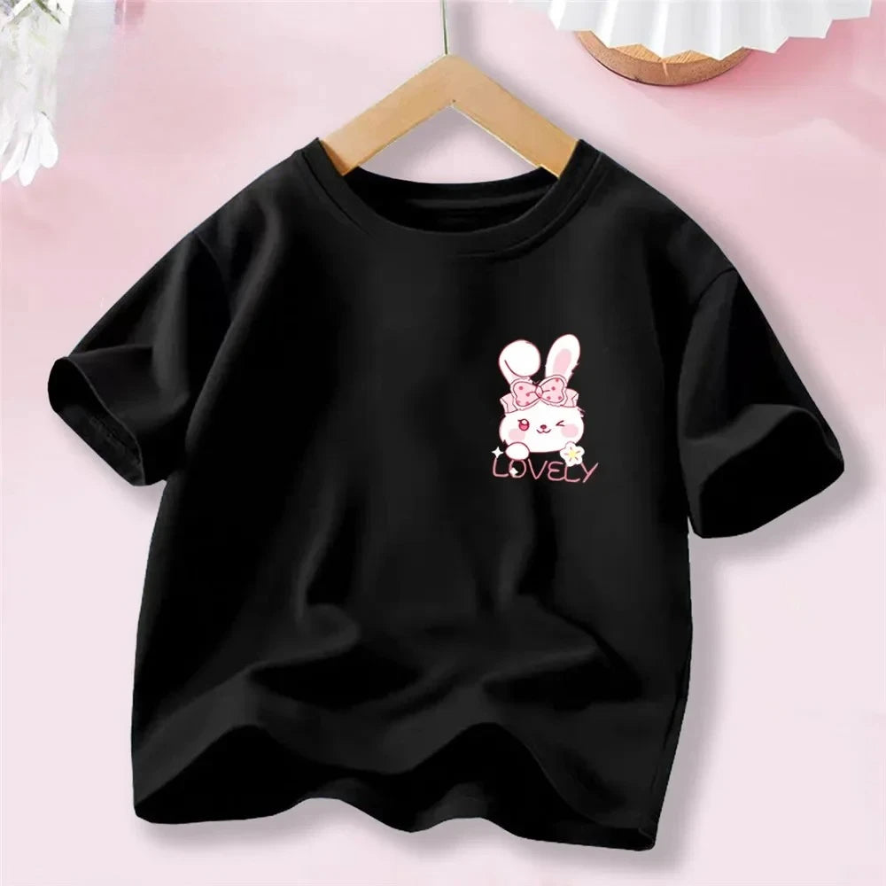 Sweet Heart Print T-Shirt Crew Neck Short Sleeve T-Shirt Casual Every Day Tops Girls Clothing Fashion Teens Sport Clothes
