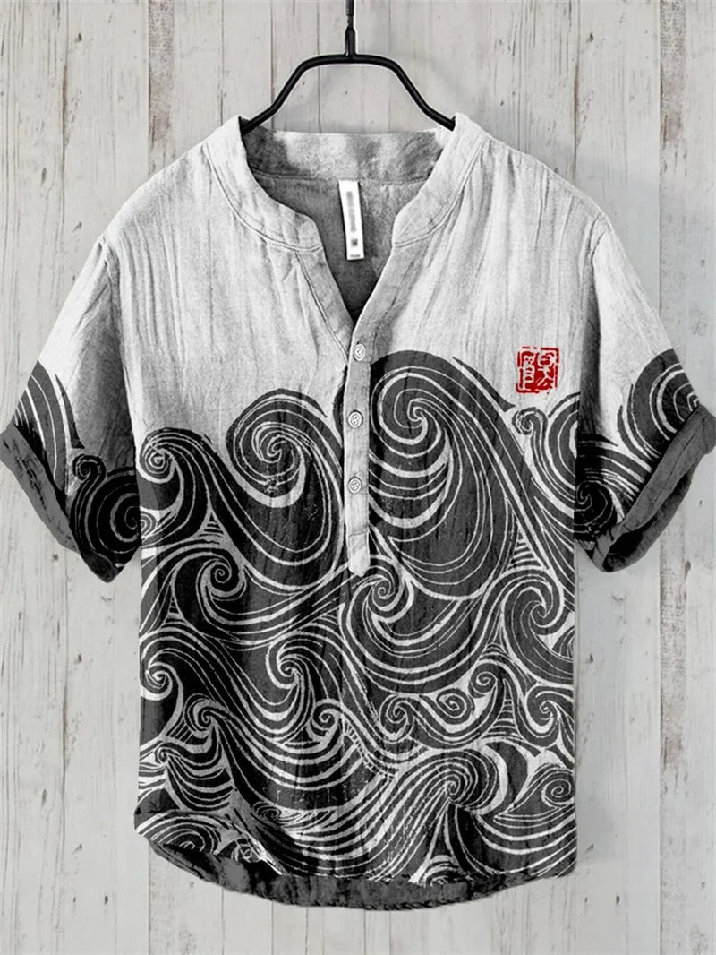 Men's Casual Fashion Hawaiian Retro Short Sleeved Shirt 2025 New Fashion Trend