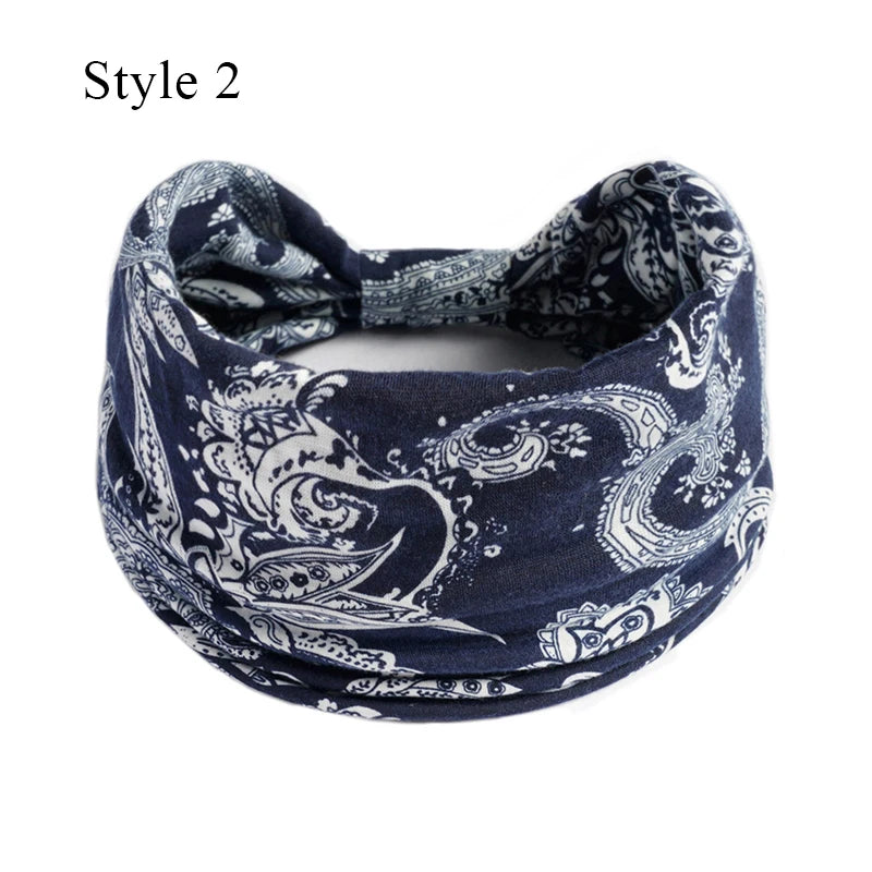 Bohemian Knot Turbans Yoga Elastic Head Wrap Women Fashion Vintage Elastic Hair Band Lady Wide Headbands Female Hair Accessories