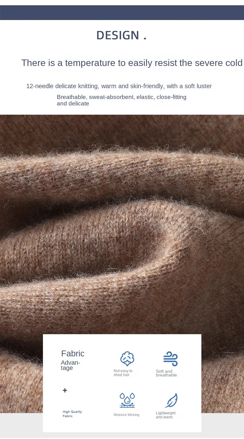 2025 Men's 100% Merino Pure Wool Knitted Hoodie Women's Style Large Size Autumn/Winter Warm Outdoor Sweater Solid Color Top YJ