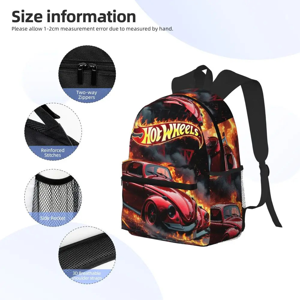 Hot Wheels Race Student Backpack School Bag Hiking Travel Daypack for Men Women Bookbag Shoulder Bags