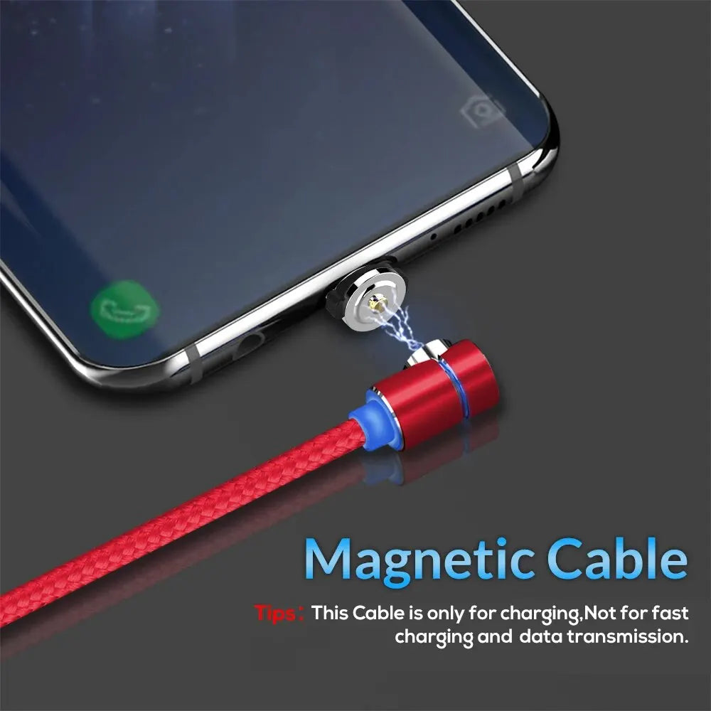 TOPK Magnetic Charging Cable 360° Rotating Magnetic Phone Charger Cable with LED Light, 90° Angle Connector, Nylon-Braided Cords