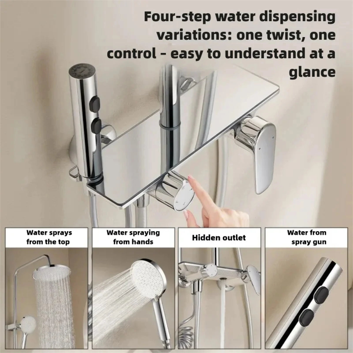 Household Silver Bathroom Shower Set MultiFunction Gray Rainfall Showers Hot and Cold Water Bathtub Shower Faucet Set Hotel