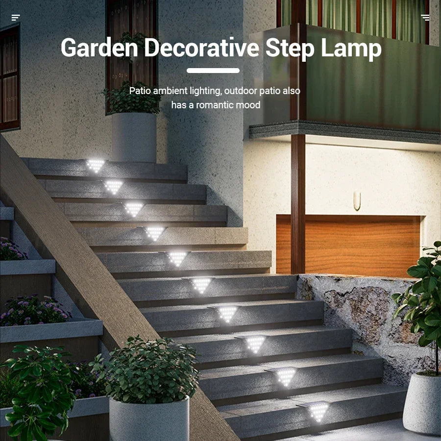 Solar Stair Lights Solar Step Light Outdoor Anti-theft Waterproof IP67 Decor for Garden Stair Deck Front Porch and Patio