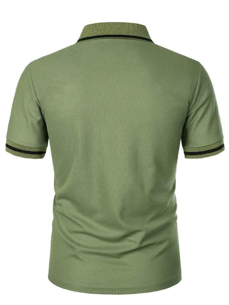 Fashionable men's casual solid-color short-sleeved top, men's lapel short-sleeved T-shirt, casual and fashionable solid-color sh