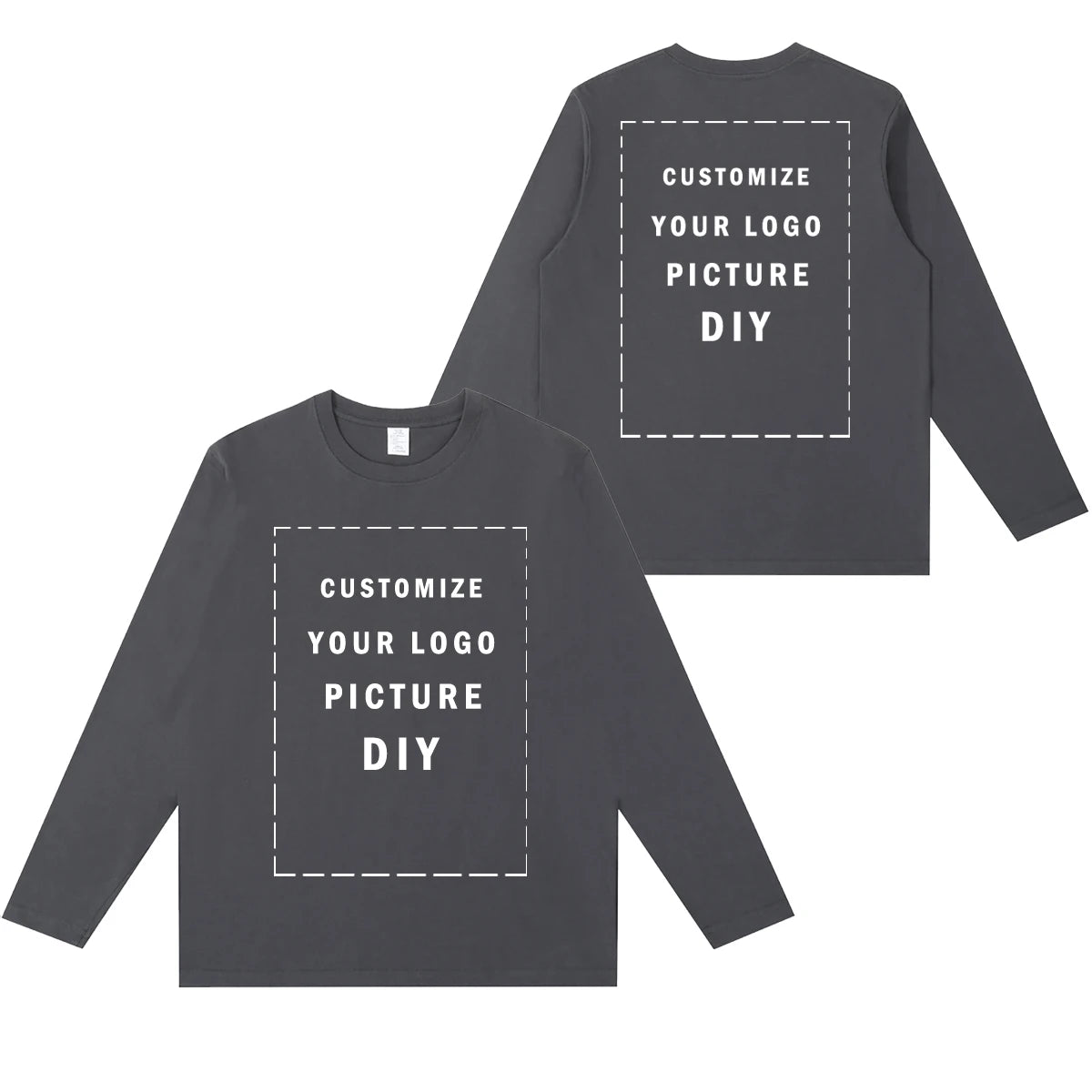 DIY Customize Long Sleeve T-Shirt Fashion T-Shirt Men Women Your Logo/Picture 100% Cotton Oversized Autumn Winter Tops
