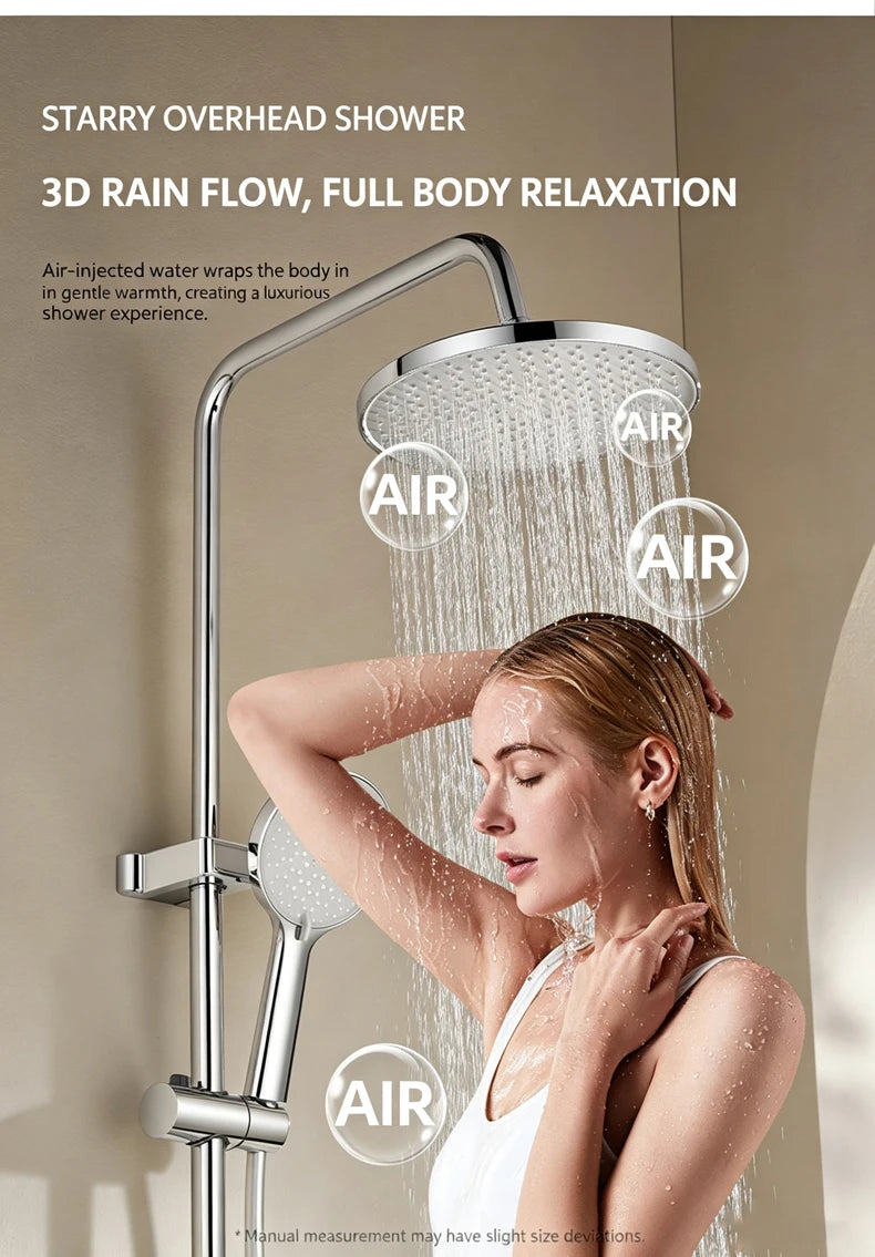 Household Silver Bathroom Shower Set MultiFunction Gray Rainfall Showers Hot and Cold Water Bathtub Shower Faucet Set Hotel