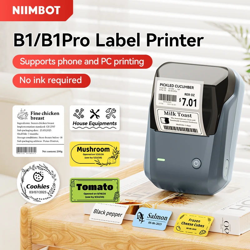 Niimbot B1/B1 PRO Thermal Label Printer Wireless Self-adhesive Bluetooth Inkless Label Maker for Business Price-Tag Sticker