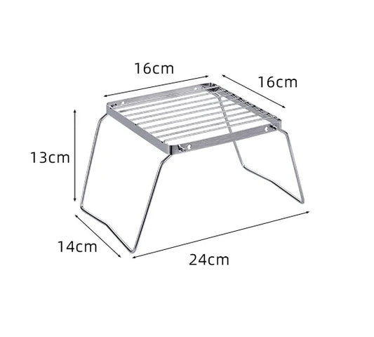 Outdoor Stainless Steel Stove Holder Camping Portable Folding Mini Barbecue Rack Set Pot Holder Baking Tray Holder
