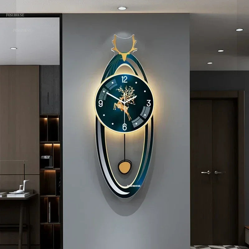Light Luxury Wall Clocks Creative Home Decor Nordic Simple Living Room Home Wall Clock Luxury Designer Smart Models with Lights