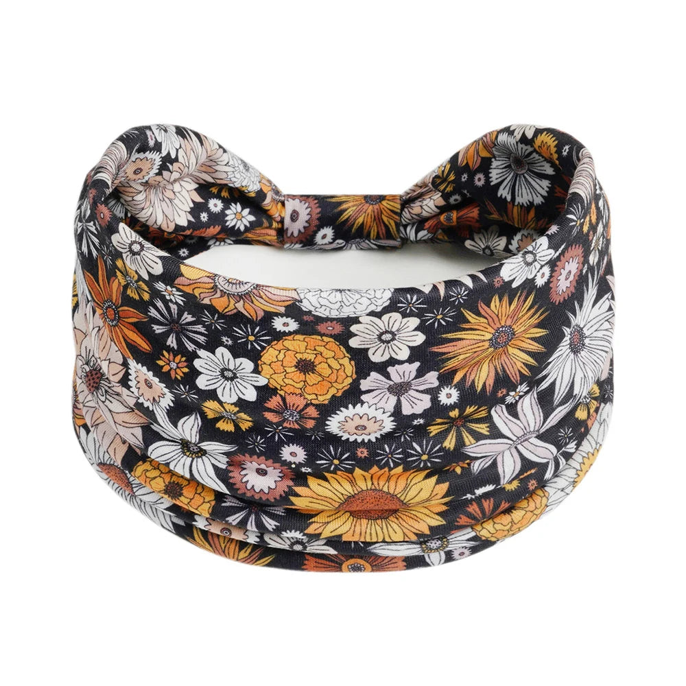 Bohemian Knot Turbans Yoga Elastic Head Wrap Women Fashion Vintage Elastic Hair Band Lady Wide Headbands Female Hair Accessories