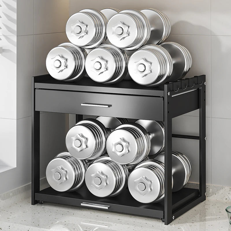 2 Tier Microwave Stand with Storage Drawer, Kitchen Countertop Organiser with Utensil Hooks, Storage Shelf for Oven & Air Fryer