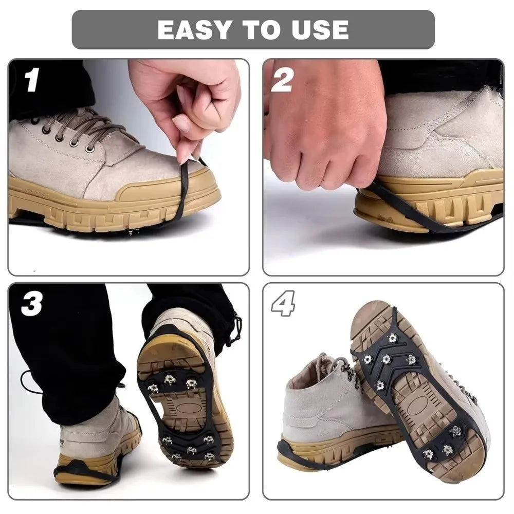 1 Pair New 5/8 Teeth Ice Gripper Spike Universal Anti-Slip Spike Grips Cleats Spike Snow Crampons Winter Outdoor