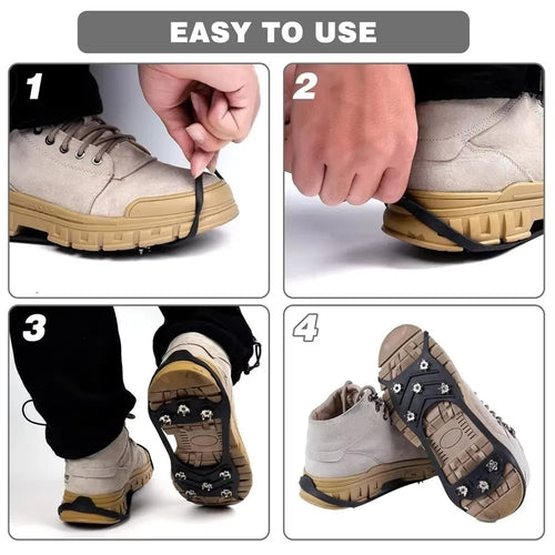 1 Pair New 5/8 Teeth Ice Gripper Spike Universal Anti-Slip Spike Grips Cleats Spike Snow Crampons Winter Outdoor