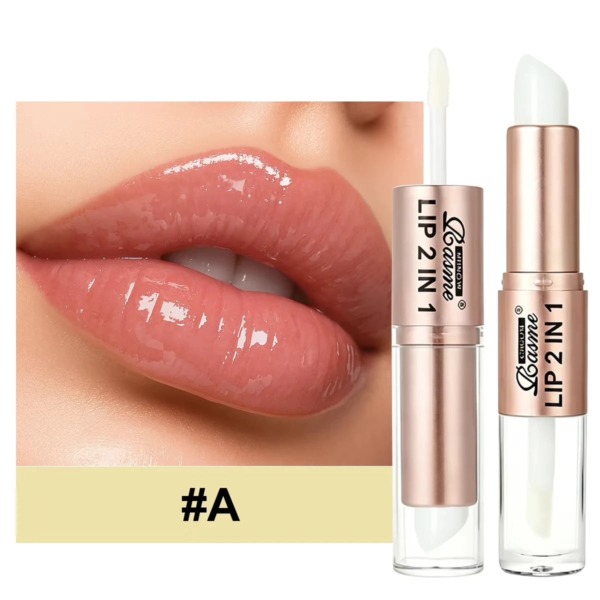 2 in 1 Dual End Matte Lip Liner Pencil & Shiny Mirror Lip Gloss Waterproof Long Lasting Lip Cosmetics for Smooth Application