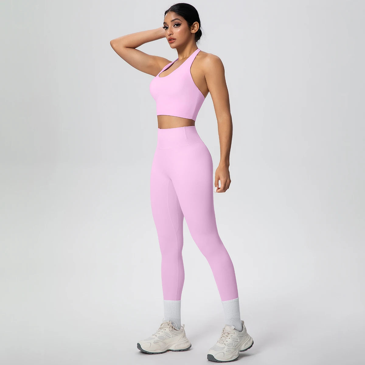 2PCS/set Yoga Set for Woman's Sexy Backless Halter Bra Sports Top Quick Drying Legging Summer Gym Fitness Pants Yoga Set
