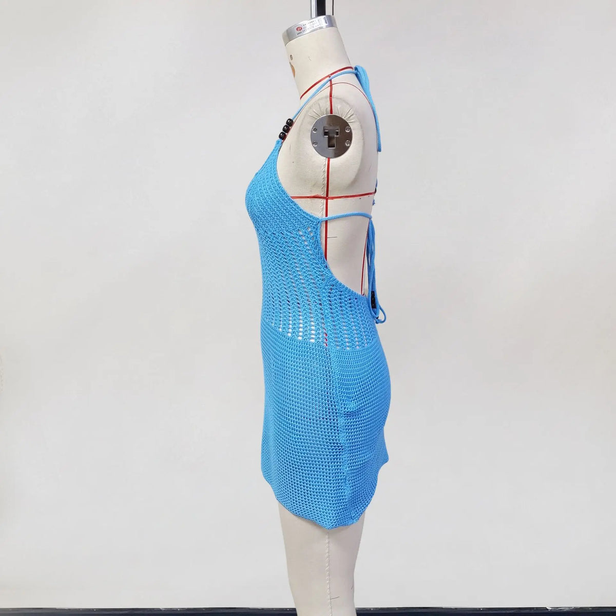 2026 Women's Sexy Hollow-Out Backpack Hip-Revealing Halter Neck Suspender Strap Knit Beach Dress Women Dress Elegant Fashion