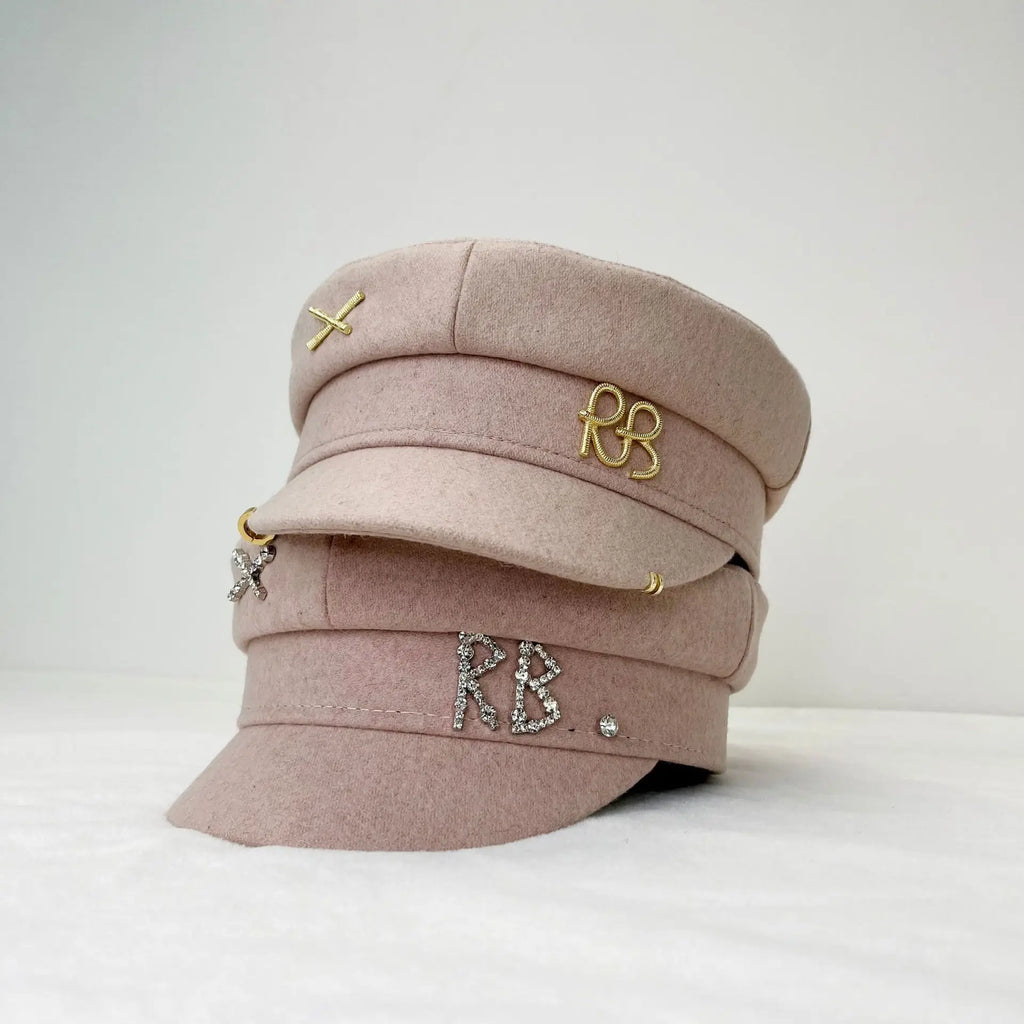 Winter Ladies Luxury Design Brand Octagonal Cap Letter Military Cap Pink Khaki Newsboy Hat Fall Baker Boy Cap Designer Cap