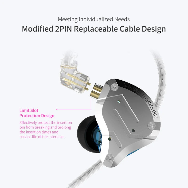 KZ ZS10 Pro 4BA 1DD Hybrid In Ear Metal Earphones10 Drivers HIFI Bass Earbuds Monitor Sport Noise Cancelling Headset ZSX ZAX Z3