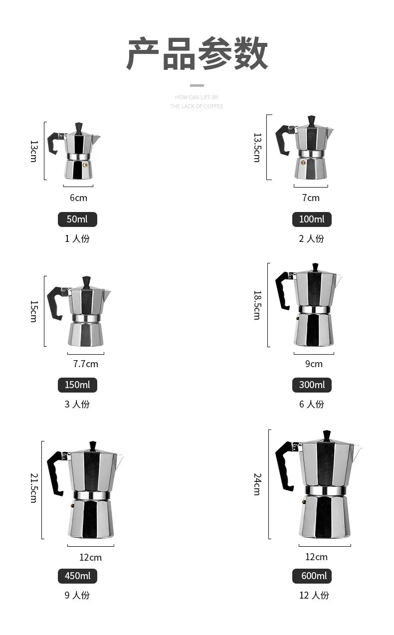 KNCOKAR 1/2/3/6/9/12/14cup Stovetop Moka Coffee Maker Italian Top Moka Espresso Cafetera Expresso Percolator Cafe Coffee Pot