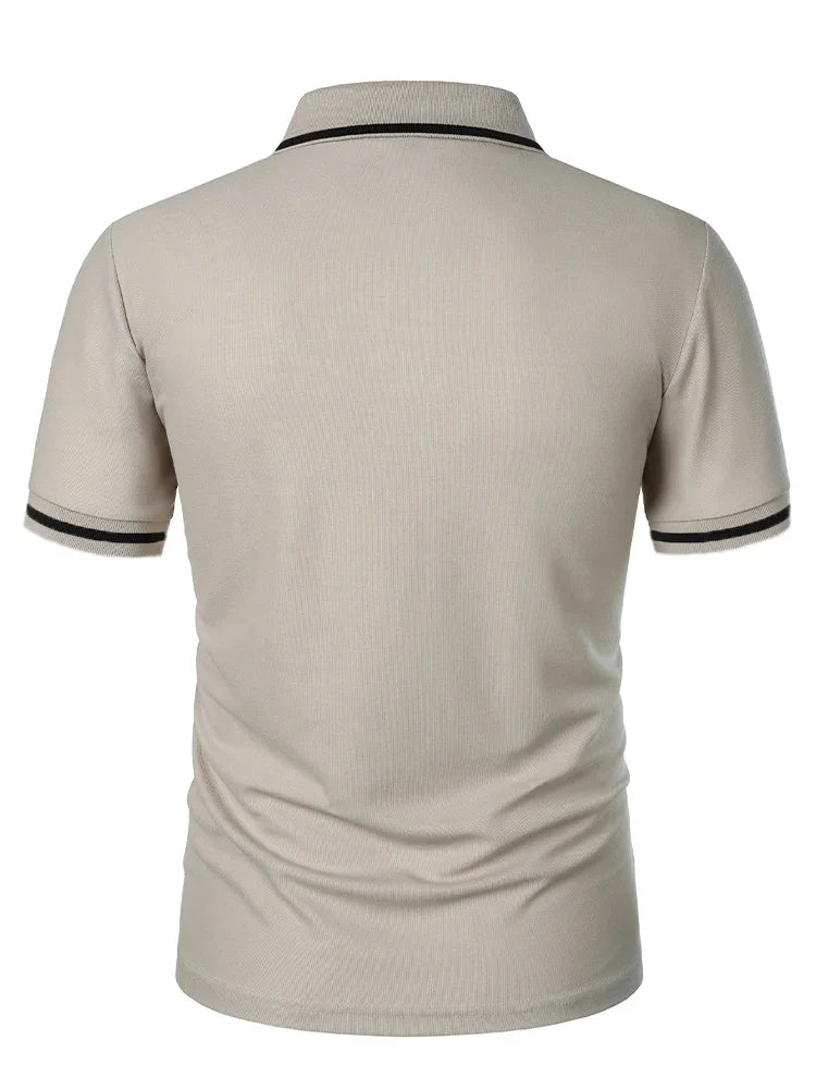 Fashionable men's casual solid-color short-sleeved top, men's lapel short-sleeved T-shirt, casual and fashionable solid-color sh