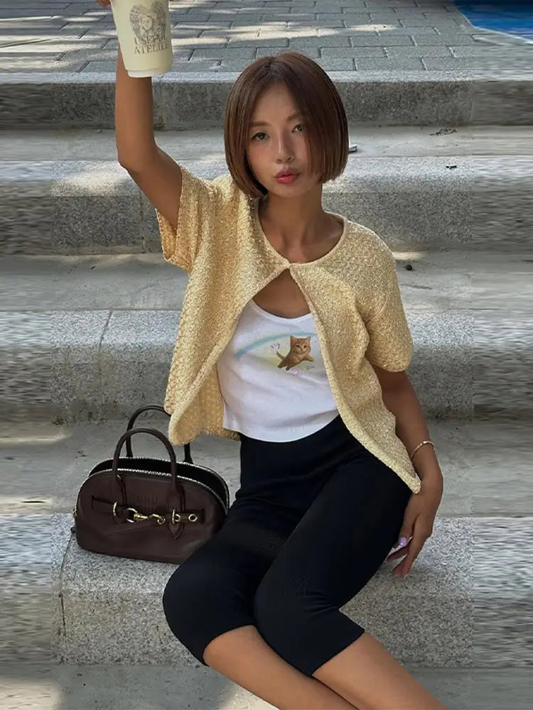 Women's Tank Tops Knitted Sequined Vests Summer Female Square Collar Sleeveless Backless Bodycon Crop Top Chic Lady Knitwear New