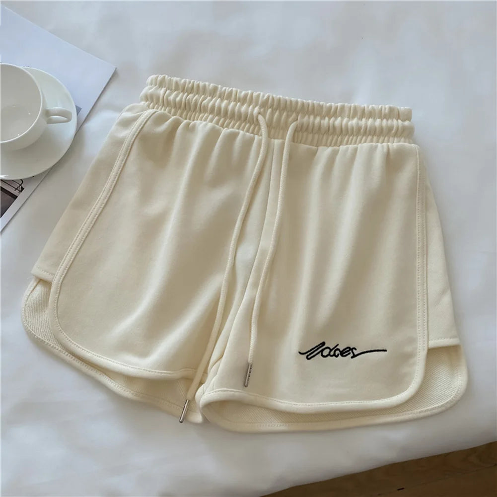 Loose Fit Women's High-Waisted Sports Shorts Elastic Running Pants for Fitness Casual Home Wear Four Season Use