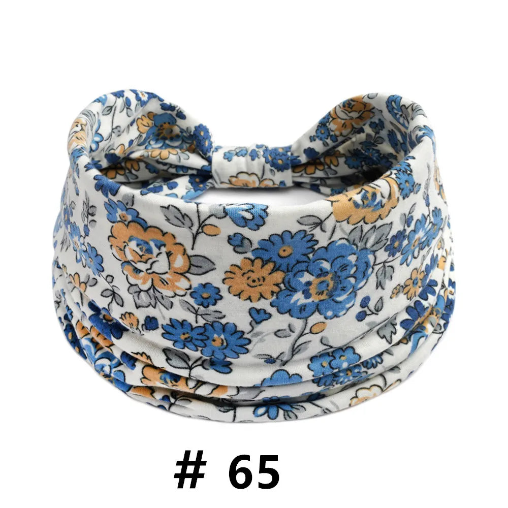Boho Headbands for Women Cotton Wide Head Bands Stretch Hairband Non Slip Workout Yoga Running Turban Headwrap Hair Accessories
