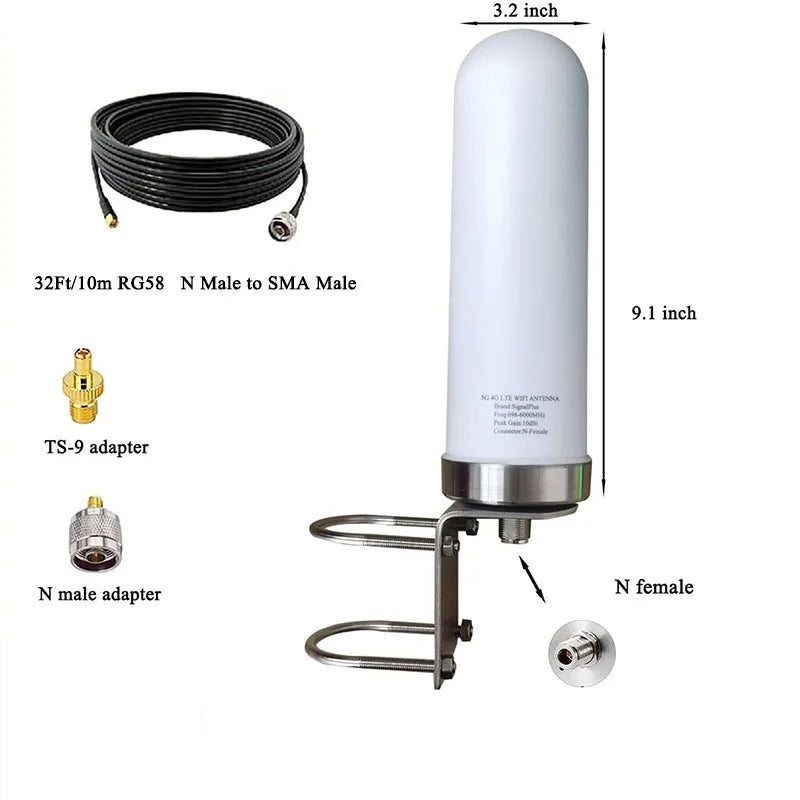 5G 4G LTE Antenna Outdoor Omni Directional Cellular WiFi Antenna Long Range SMA ts9 External Wide Band 698-6000MHz 10dbi