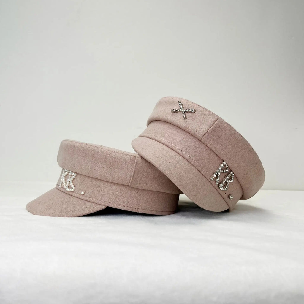 Winter Ladies Luxury Design Brand Octagonal Cap Letter Military Cap Pink Khaki Newsboy Hat Fall Baker Boy Cap Designer Cap