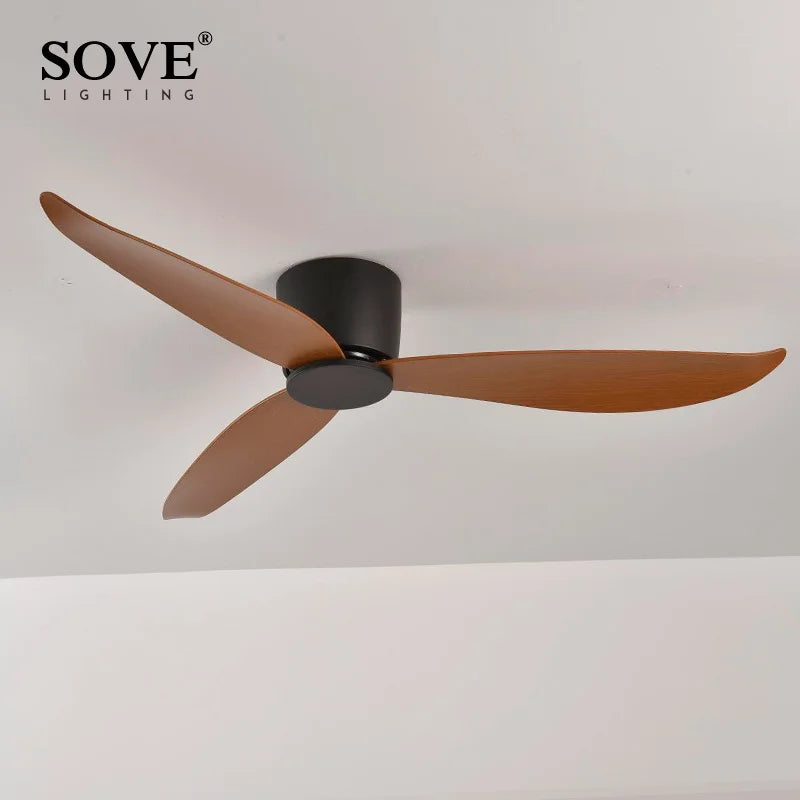 Modern Led Ceiling Fan Without Lights DC Motor 6 Speeds Timing Fans 17CM Low Floor Loft Remote Control Decorative Fan With Light