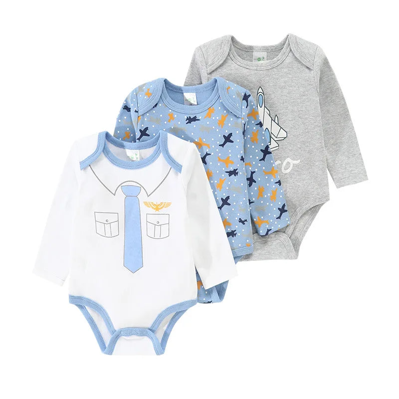 IYEAL 3PCS/lot Baby Long Sleeve 100% Cotton Clothes Baby Boys Girls Bodysuits 0-12 Months Newborn Body Bebe Jumpsuit Clothing