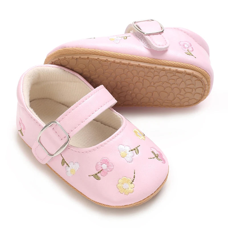 0-1Year Baby Shoes Infant Pre-Walker Shoes Girls Princess Bow Shoes Cute Breathable Flower Soft Sole Casual Sports Footwear