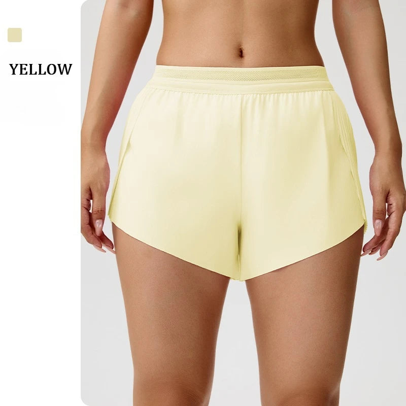 Women Outdoor Running Shorts Summer High Waist Yoga Shorts 2 in 1 Gym Short Sportswear Female Quick Dry Workout Clothes