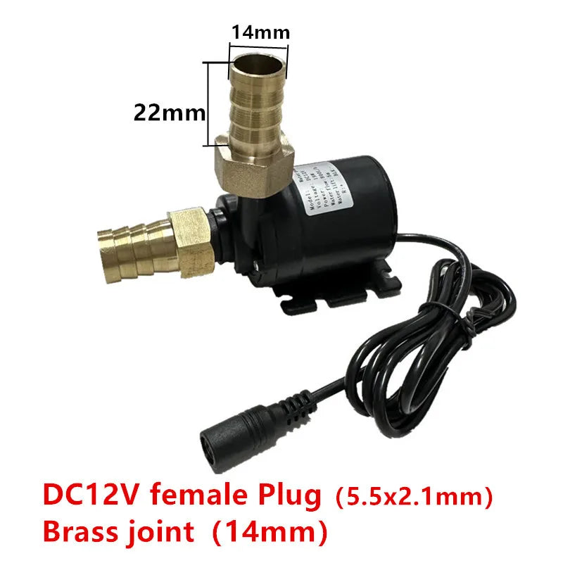Water Pump 12V DC 24V Mini Brass Quick Joint Brushless Heater Solar Hot Water Pumps 1/2' The Fish Tank Submersible Pump