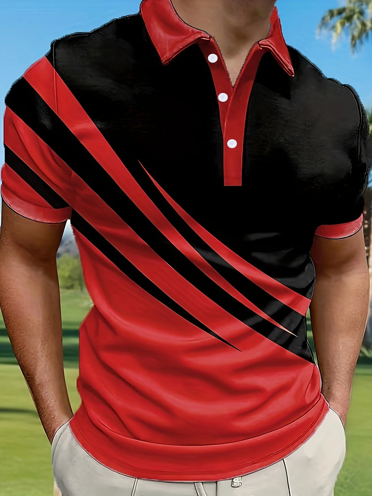 Summer T Shirts for Men 2024 Short Sleeve Men's Clothing Collar 3D Printing Plain Shirt Striped Polo Tees Fashion Pullover Tops