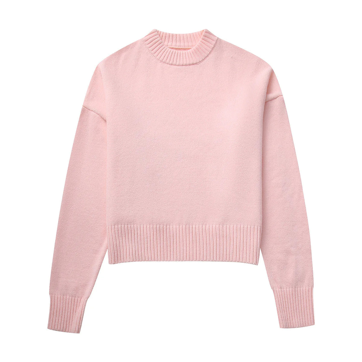 Women's Pink Knitted Sweater Cozy Long Sleeve Large Size Pull Knitwears Pullovers Cute Core Top White Fall 2025 New Streetwear