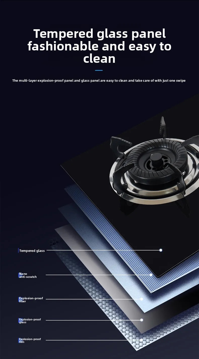 Built-in Cooktops Tempered Glass Top  3 Burner Gas Stove