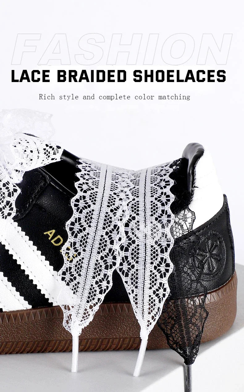 Lace Shoelaces for Women Casual Shoes 2.9CM Width Flat Shoelace for Sneakers Shoe Laces Accessorices Fancy Silk Shoelaces