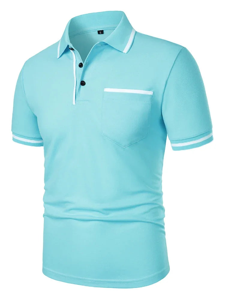 Fashionable men's casual solid-color short-sleeved top, men's lapel short-sleeved T-shirt, casual and fashionable solid-color sh