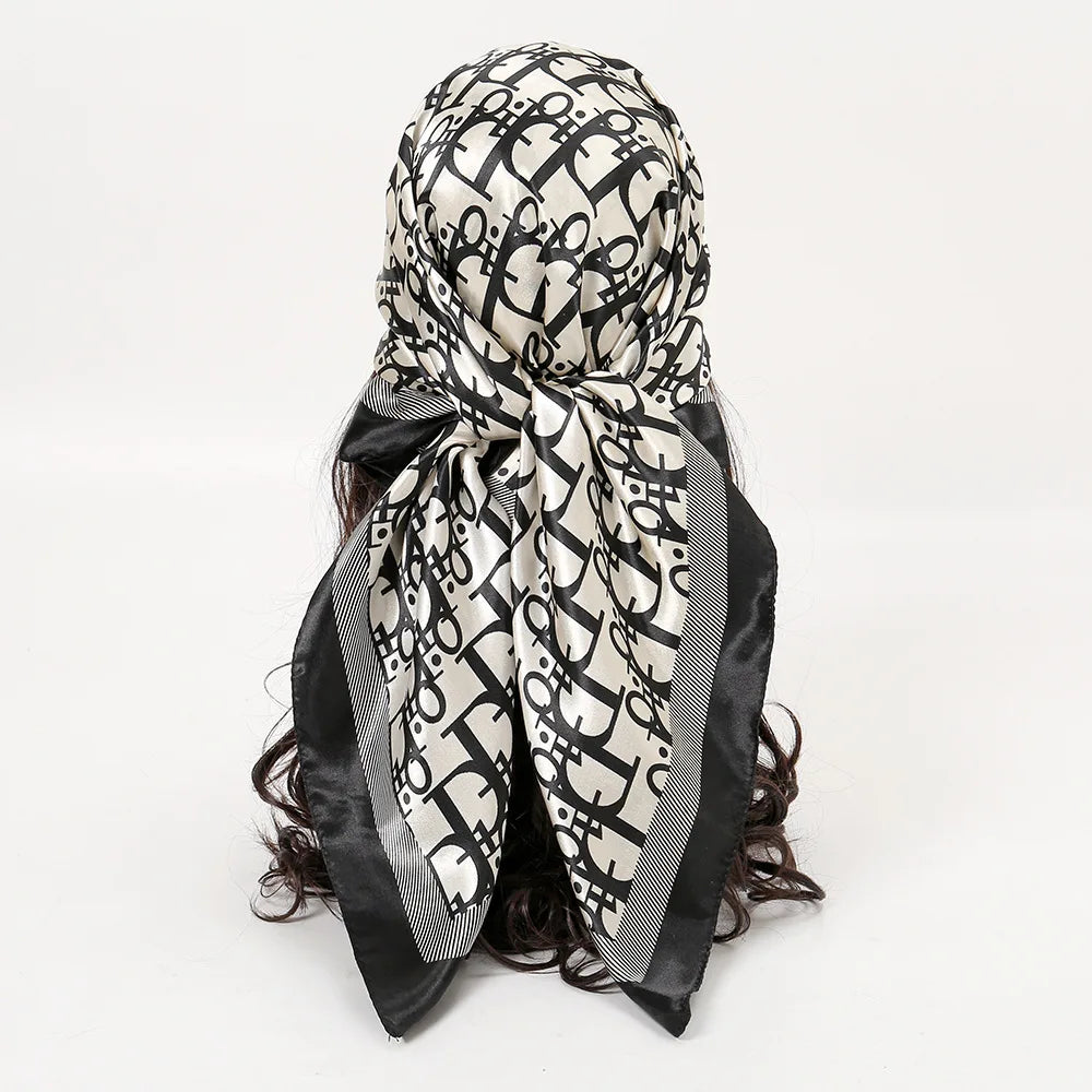 90 cm Printed Silk Scarf – Hair & Neck Wrap