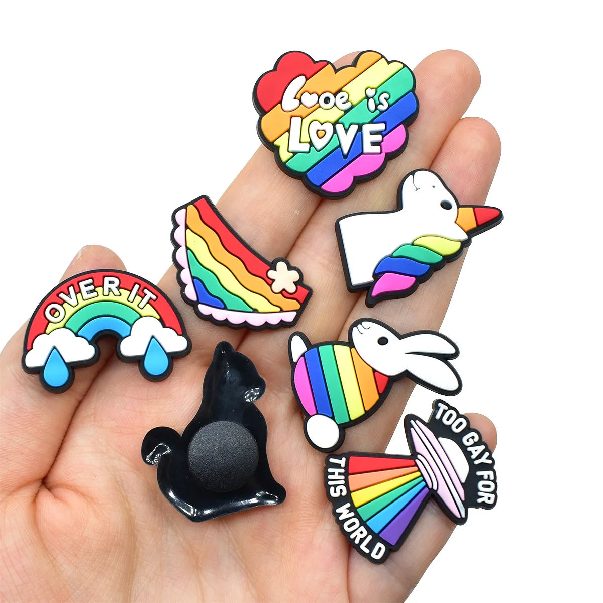 New rainbow shoe charm hole shoe accessories DIY shoe accessories PVC soft rubber shoe buckle jewelry spot wholesale